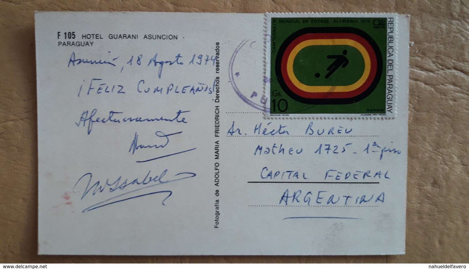 Carte Postale Du Paraguay Diffusée Avec Des Timbres De Football - Paraguay