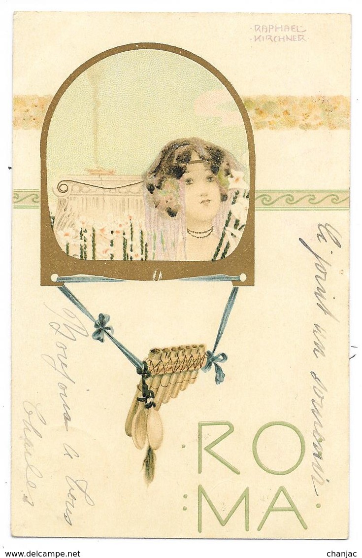 Cpa: ILLUSTRATEUR - Art Nouveau - Raphael KIRCHNER - ROMA - (Femme, Flute De Pan ) 1902 Ed. Stroefer Série 220 N° 2 - Kirchner, Raphael