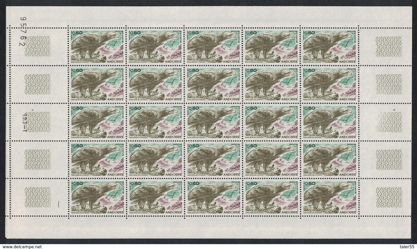 Andorra Fr. Golden Eagle Bird Sheet Of 25v MNH SG#F238 MI#240 CV£110+ - Ungebraucht