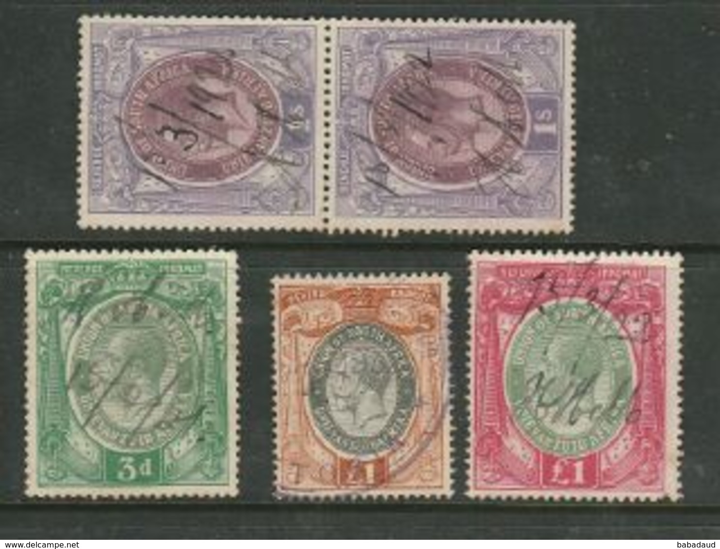 S.Africa, Revenue GVR,  1913 3d, 1/=, £1; 1931 £1, Used - Used Stamps