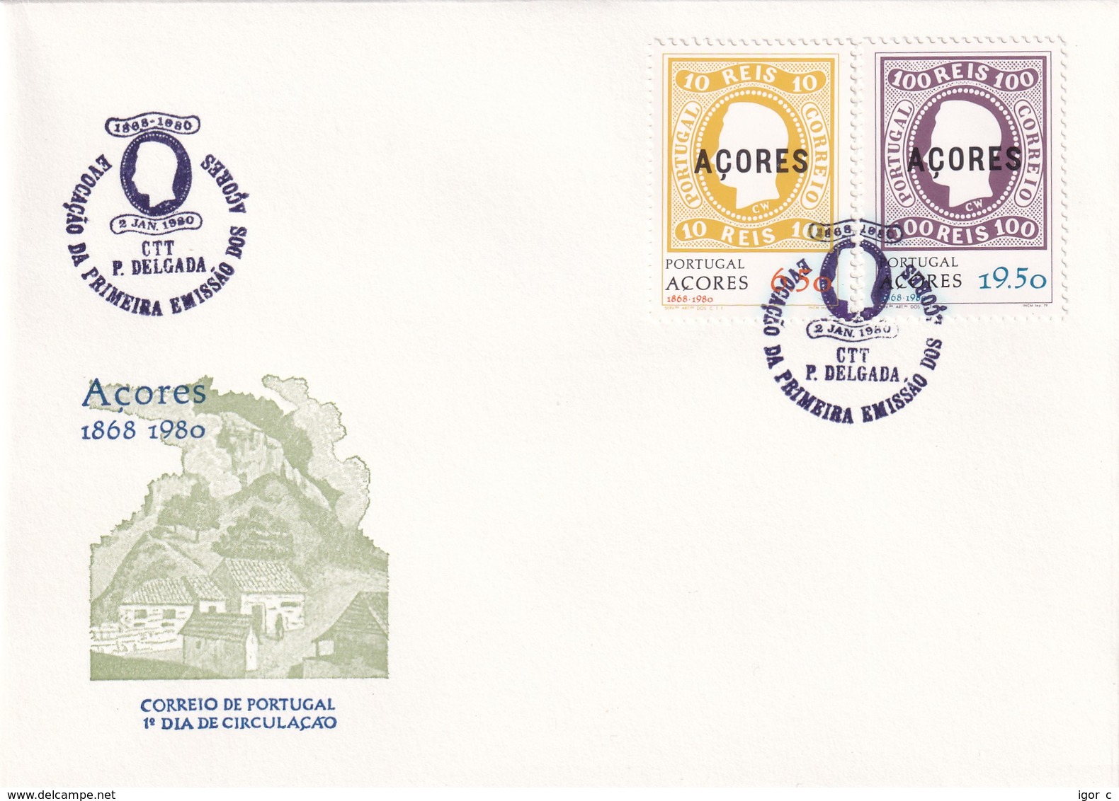 Portugal Azores FDC 1980 Cover: Definitives; - Portugees-Afrika