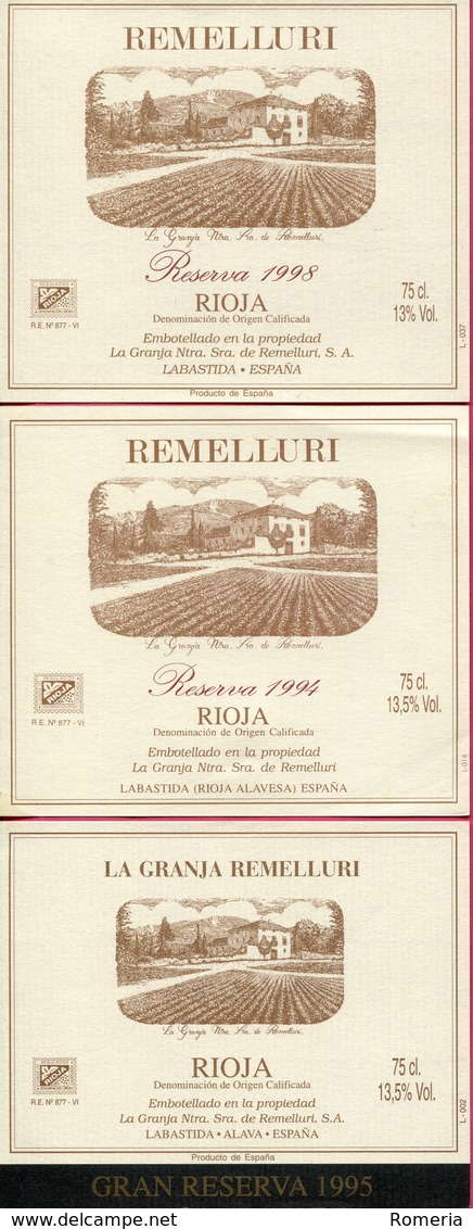 1631 - Espagne - La Rioja - Lot 12 étiquettes Vins Caves Remelluri Labastida (Rioja Alavesa) - Sonstige & Ohne Zuordnung