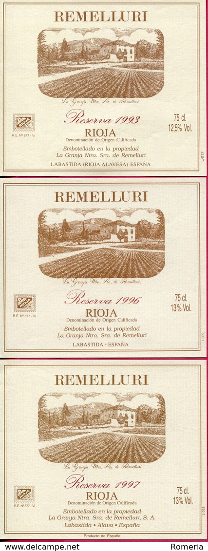 1631 - Espagne - La Rioja - Lot 12 étiquettes Vins Caves Remelluri Labastida (Rioja Alavesa) - Sonstige & Ohne Zuordnung