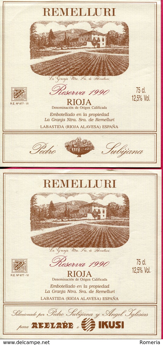 1631 - Espagne - La Rioja - Lot 12 étiquettes Vins Caves Remelluri Labastida (Rioja Alavesa) - Other & Unclassified