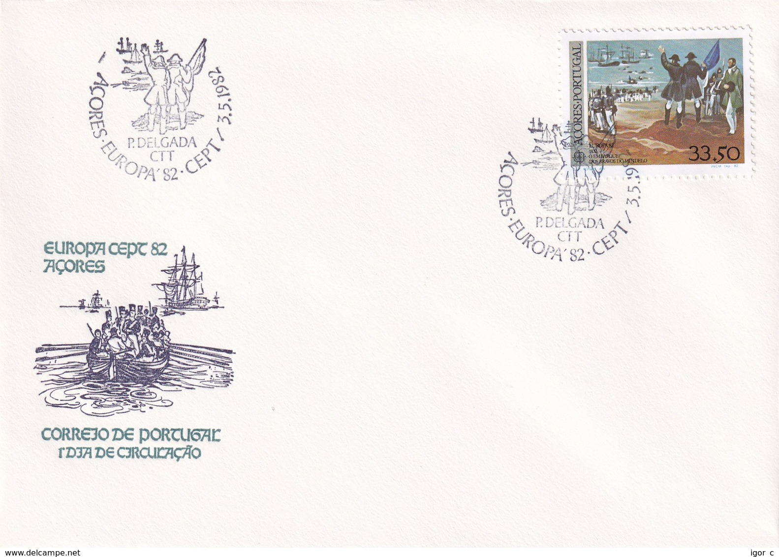 Portugal Azores FDC 1982 Cover: Europa Cept;  The Embarkation Of Brave In Mindelo - Portugees-Afrika