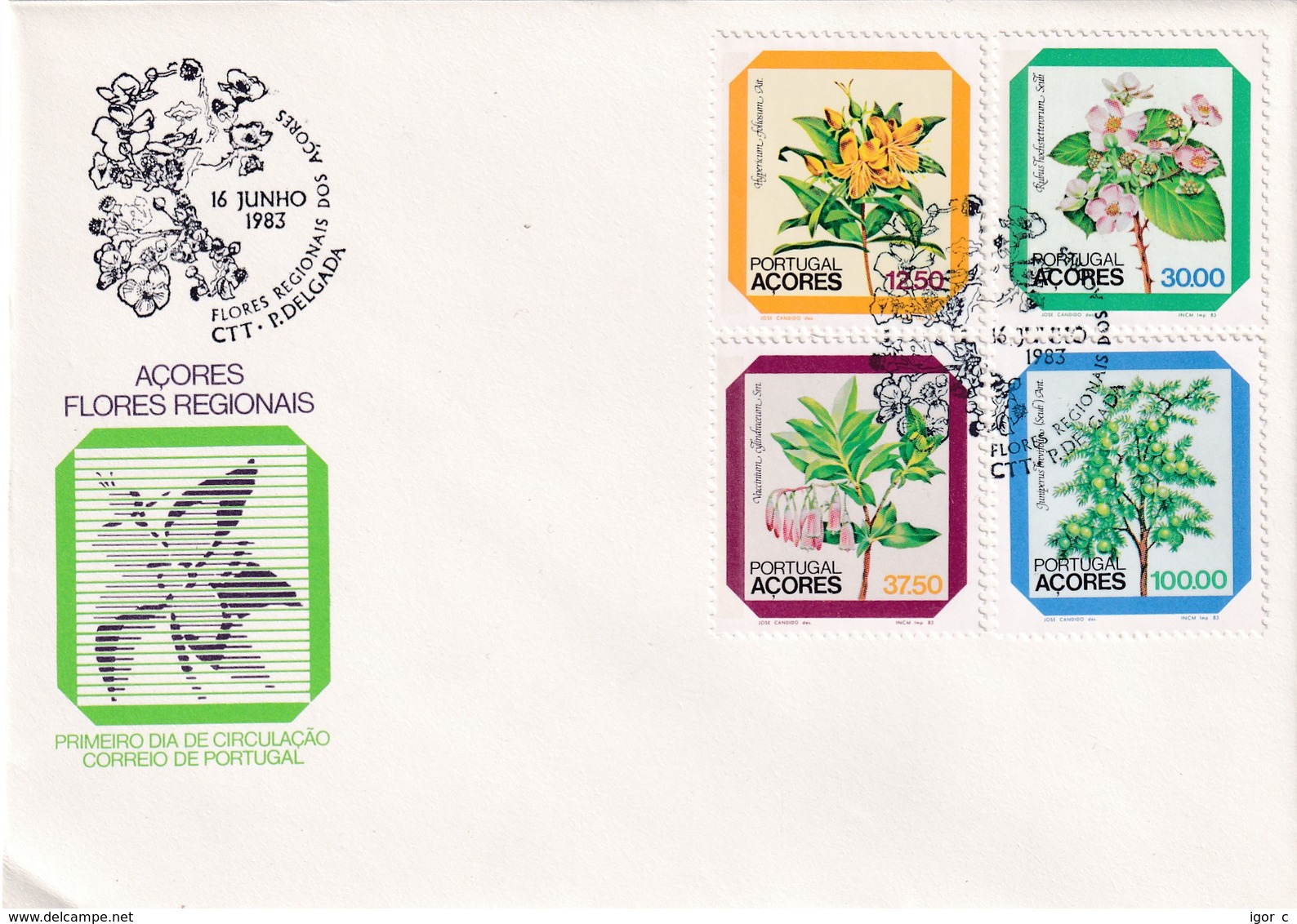 Portugal Azores FDC 1983 Cover: Flora; Flowers Fleurs Blume; Regional Flores Azores - Portugiesisch-Afrika