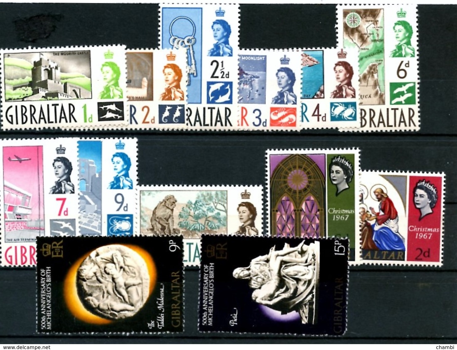 13 Timbres Neufs De Gibralter Dont 1 Série De 9 Timbres + 2  Séries De 2 Timbres - Gibraltar