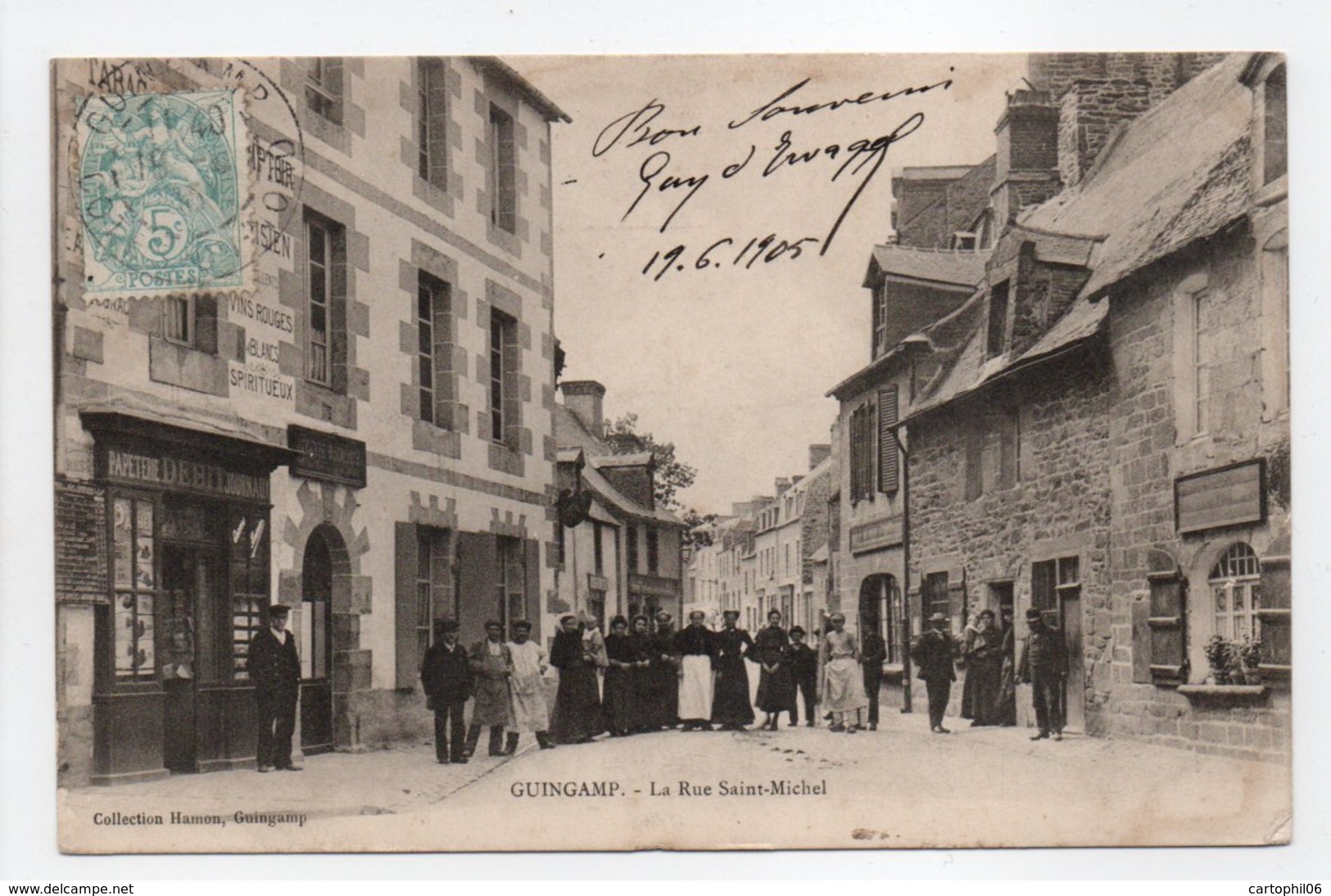 - CPA GUINGAMP (22) - Le Rue Saint-Michel 1905 (belle Animation) - Collection Hamon - - Guingamp