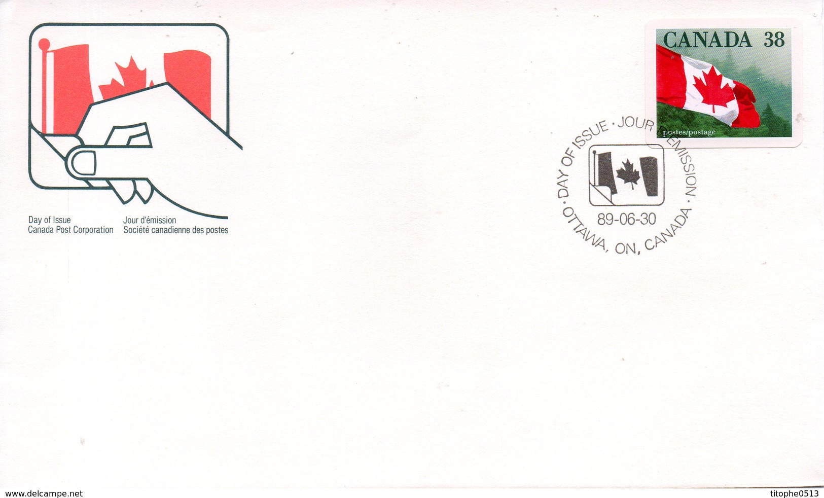 CANADA. N°1103 De 1989 Sur Enveloppe 1er Jour. Drapeau National. - Enveloppes