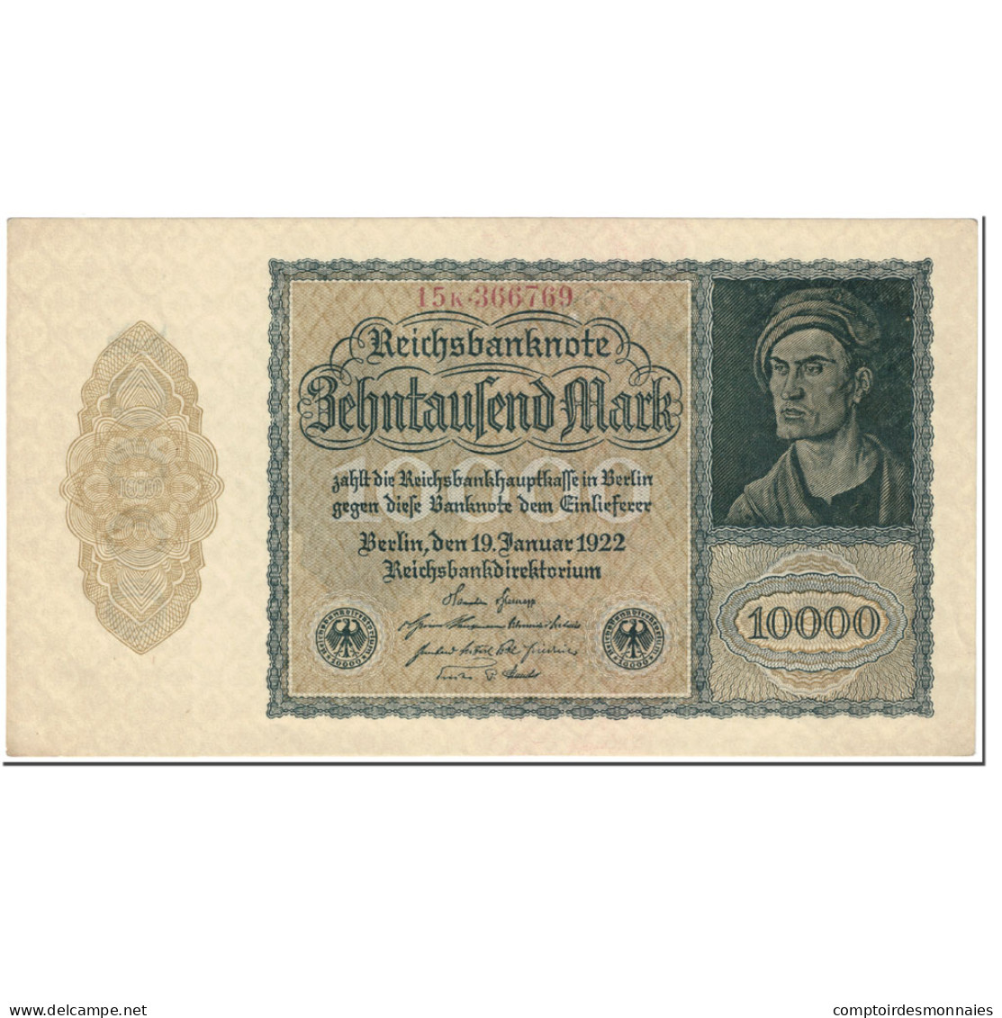 Billet, Allemagne, 10,000 Mark, 1922, 1922-01-19, KM:72, SUP - 10000 Mark