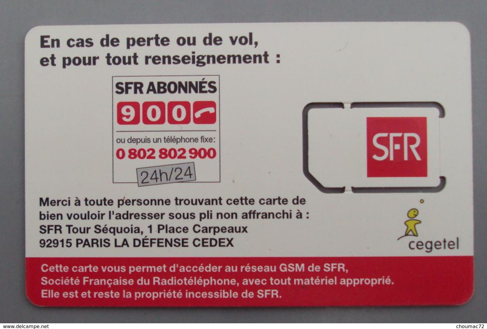 044, Carte Prépayée GSM -  SFR - Mobicartes (GSM/SIM)