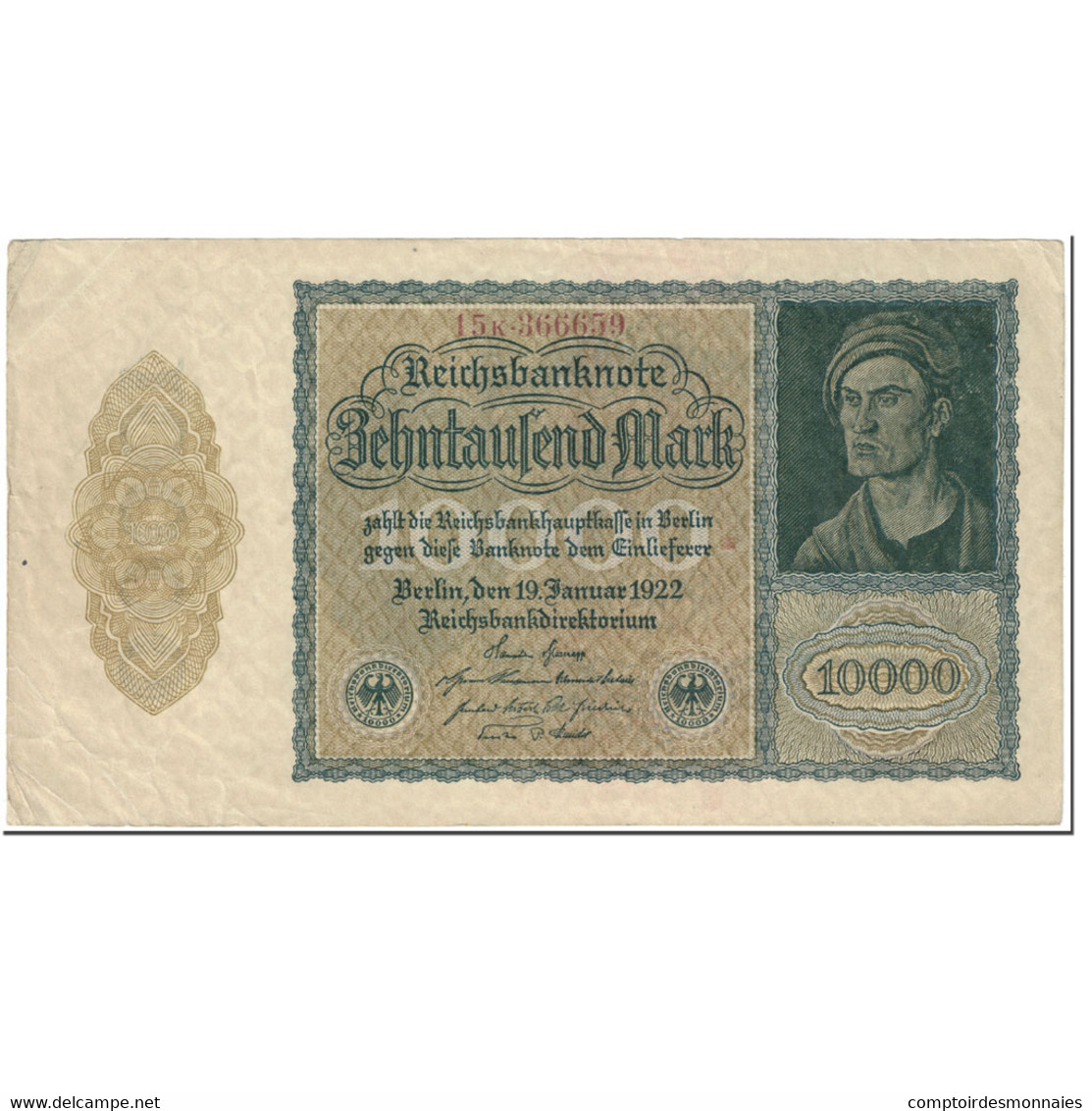 Billet, Allemagne, 10,000 Mark, 1922, 1922-01-19, KM:72, TB - 10000 Mark