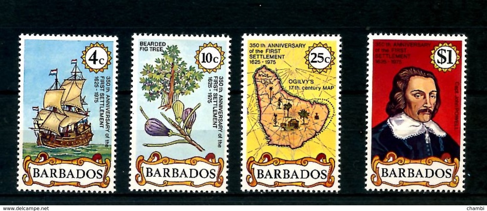 4 Timbres Neufs De Barbados Série Complète  Voilier Schips Bateaux Marine - Barbades (1966-...)