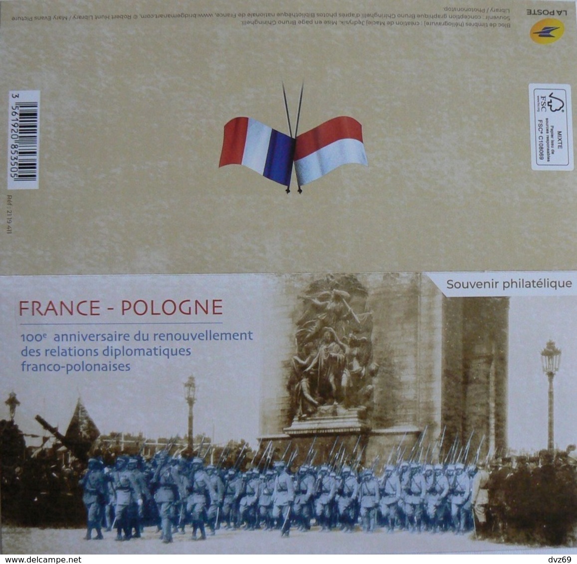 Feuillet Gommé, Souvenir Philatélique France-Pologne, 2019, Carton D'origine, Blister Ouvert. - Blocs Souvenir