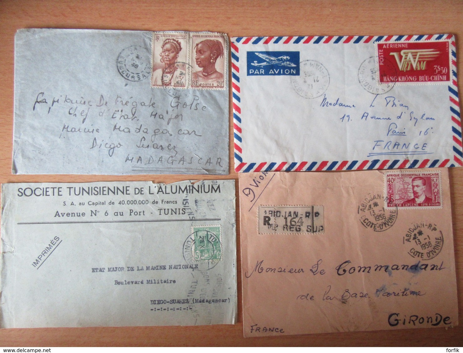 51 Enveloppes Dont Nombreuses Depuis Ou Vers Diego-Suarez (Madagascar) + Divers Pays USA, Canada, Indochine... - Collections