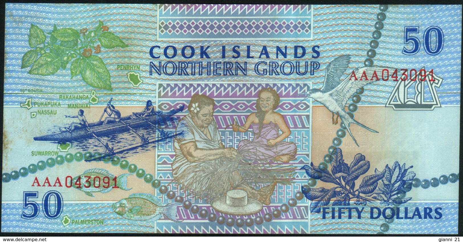 COOK ISLANDS - 50 Dollars Nd.(1992) {Ministry  Of Finance} AU P.10 - Isole Cook