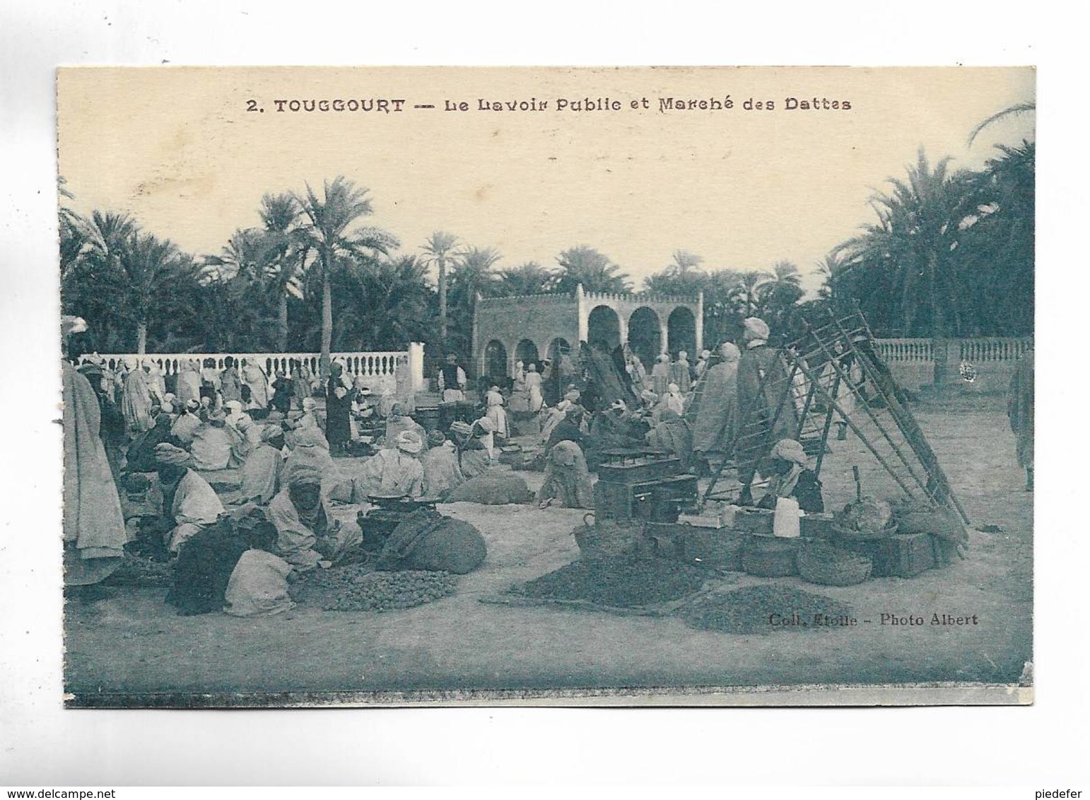 ALGERIE - TOUGGOURT - Le Lavoir Public Et Marché De Dttes. Carte Bleutée - Autres & Non Classés