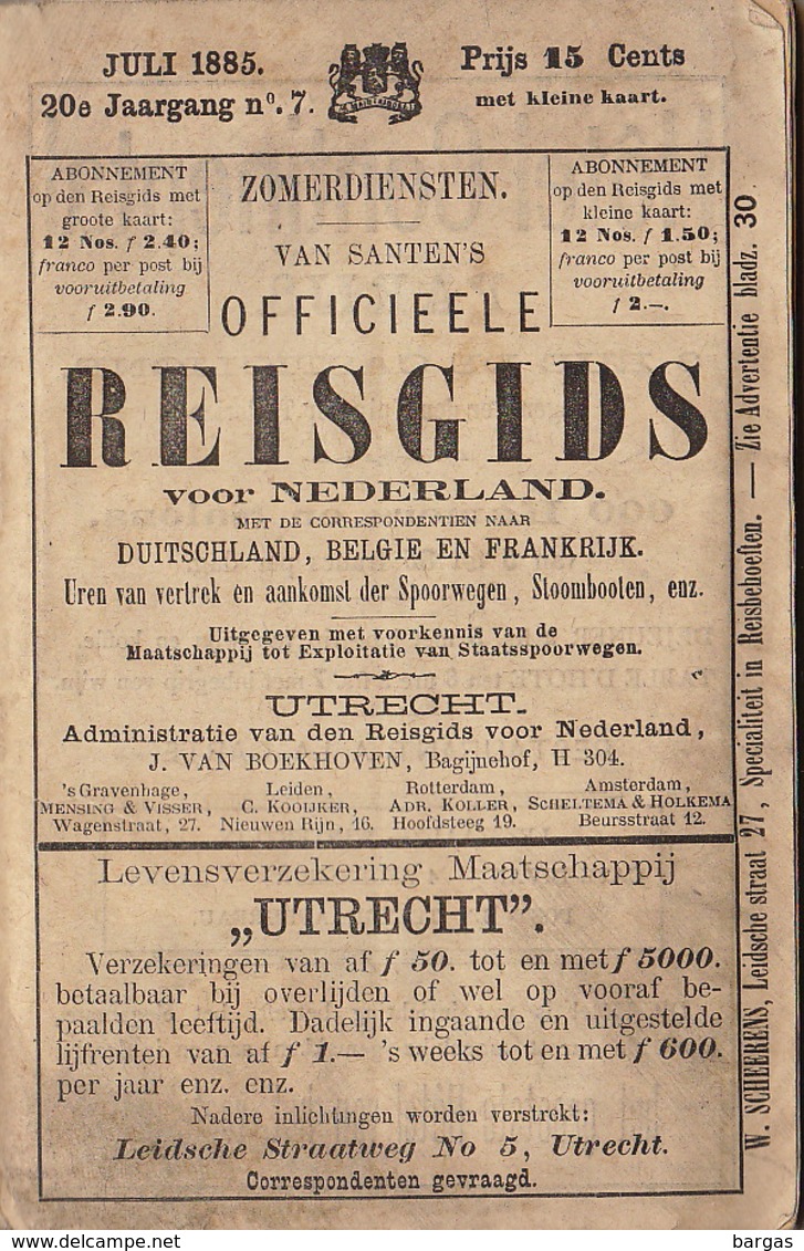 1885 Guide Indicateur Sur Les Chemins De Fer De Hollande Pays Bas Train Tramway Stoomboot Diligence Stoomtram Nederland - Spoorweg