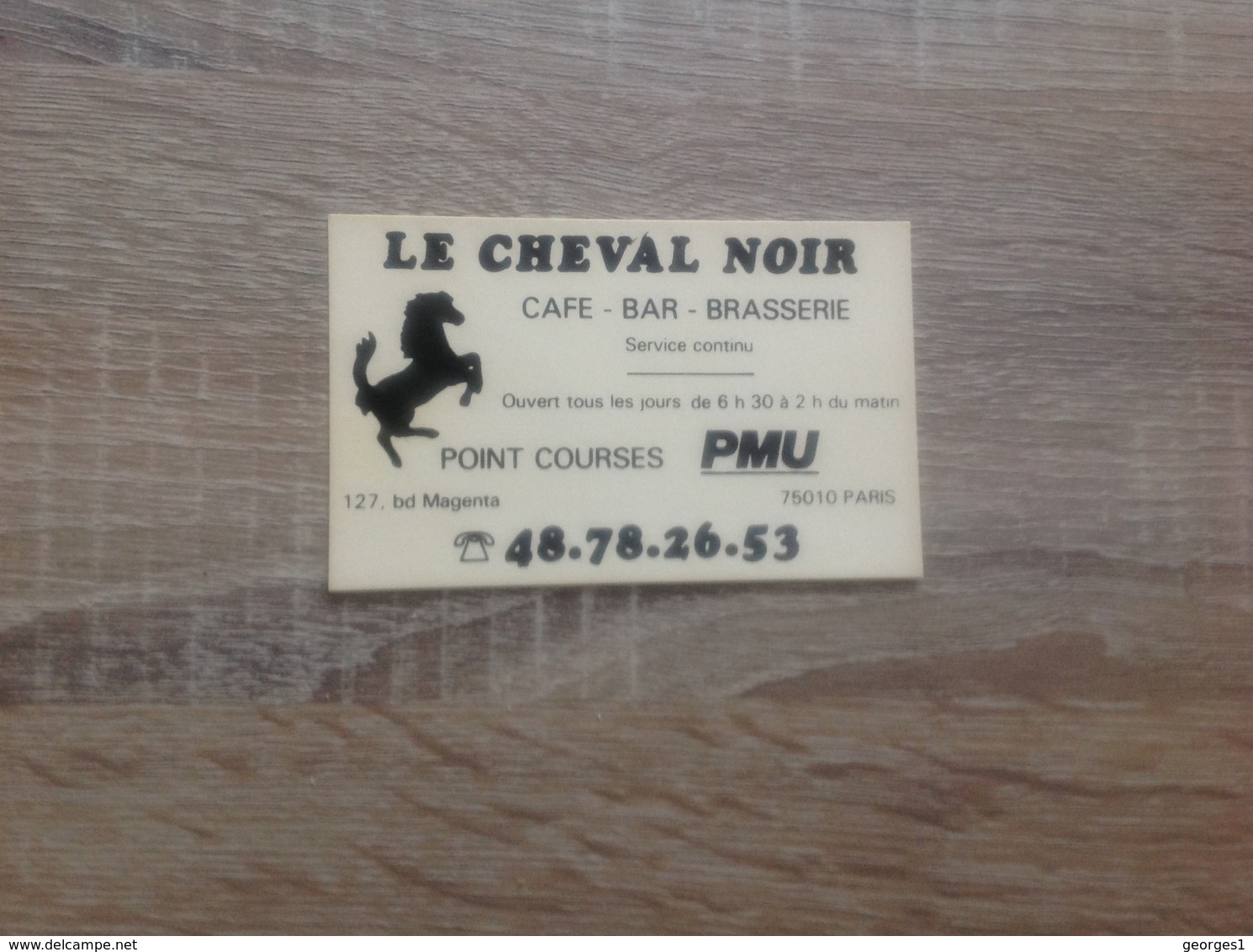 Ancienne Carte De Visite De Cafe Bar Brasserie  Le Cheval Noir  Paris 10eme - Cartoncini Da Visita