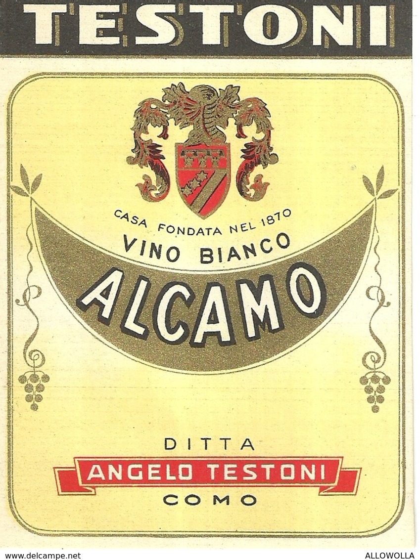 6335 " TESTONI-VINO BIANCO-ALCAMO-DITTA ANGELO TESTONI-COMO "  ETICHETTA ORIGINALE - Altri & Non Classificati