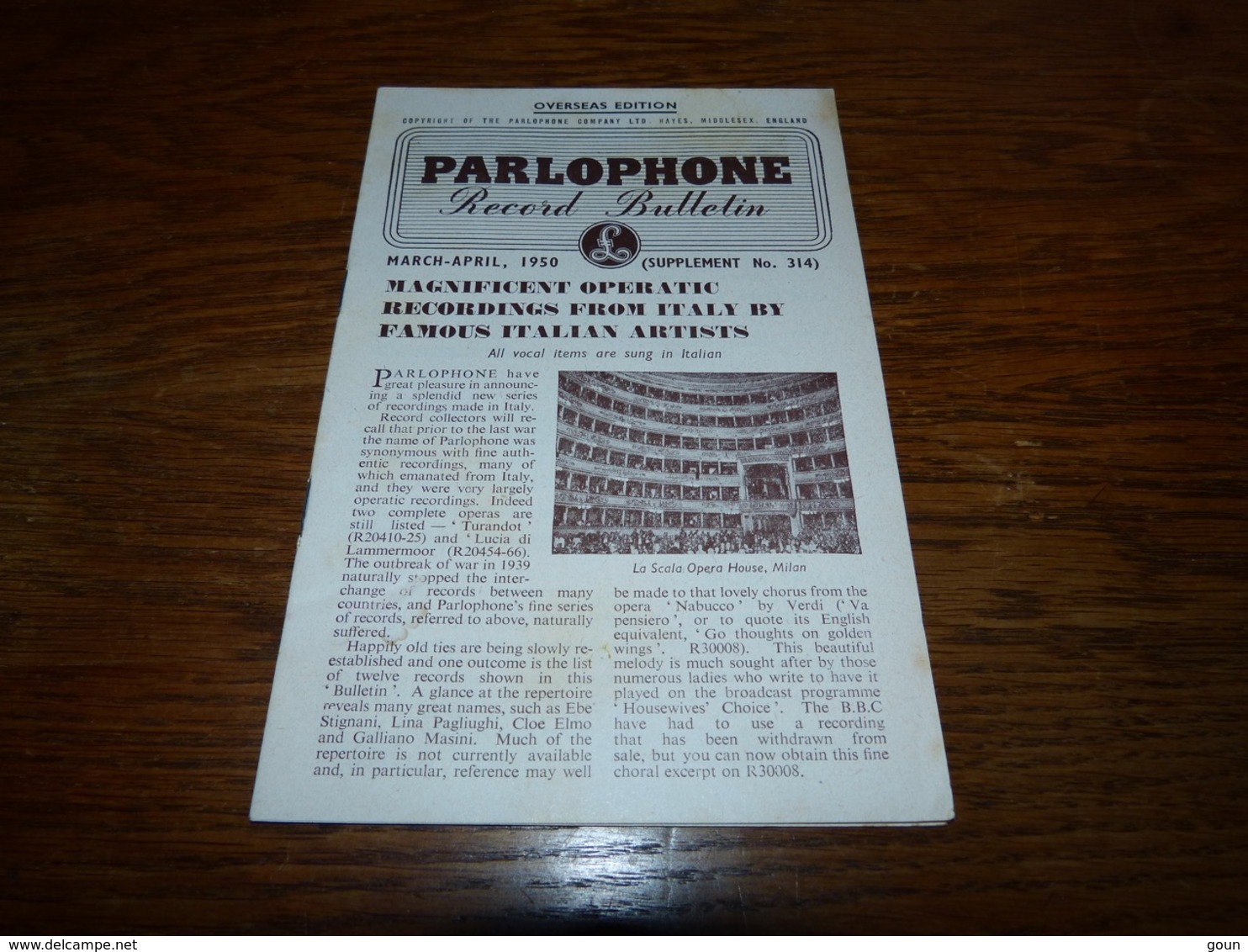 Catalogue Disques Record Bulletin Parlophone March April 1950 Yves Montand  Diana Decker Etc 20p - Autres & Non Classés