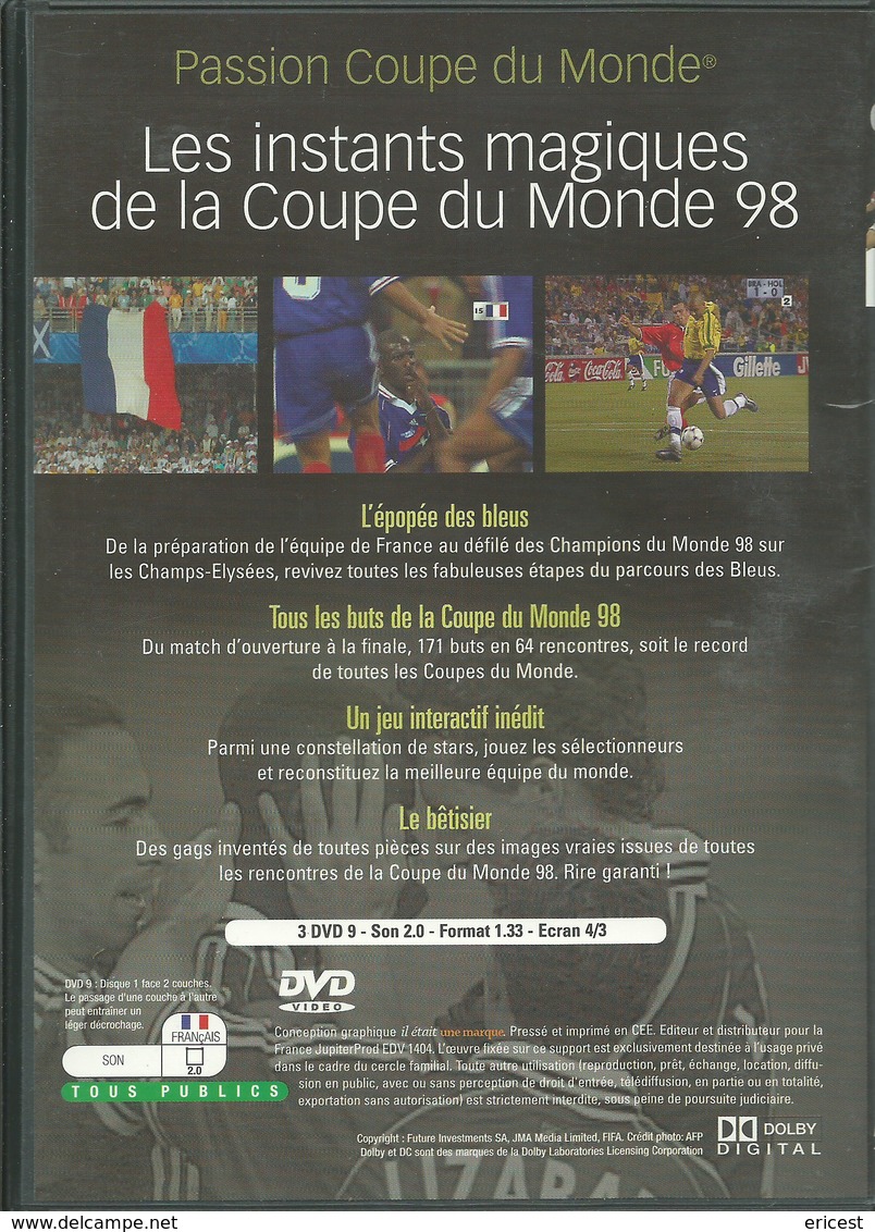 - DVD LES INSTANTS MAGIQUES DE LA COUPE DU MONDE 98 DVD 2 (D3) - Sport