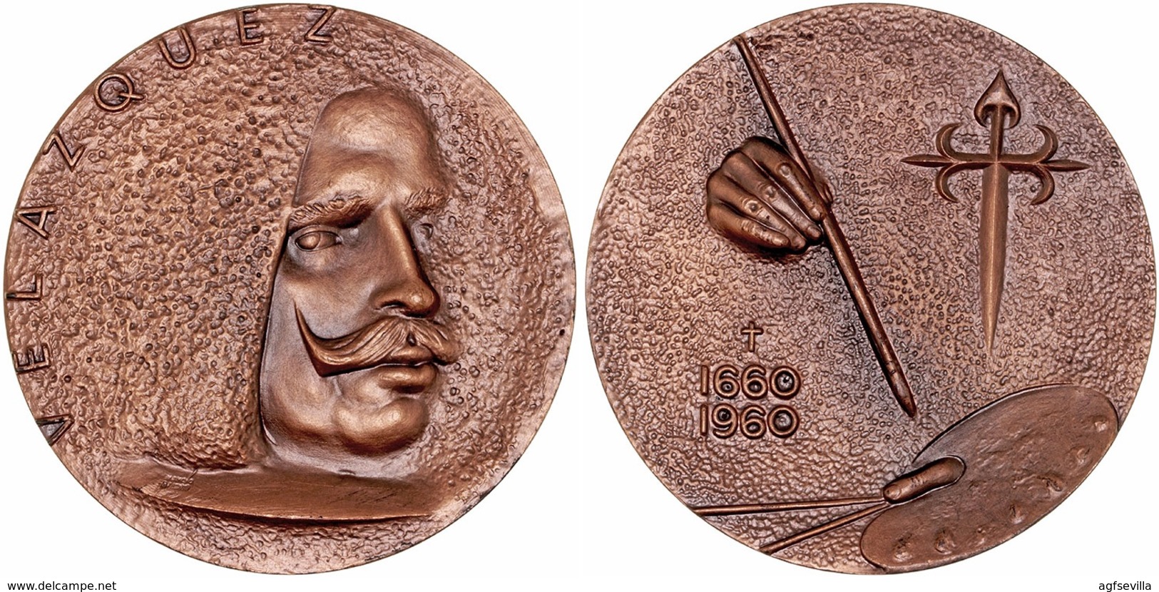 ESPAÑA. MEDALLA F.N.M.T. PINTOR DIEGO VELÁZQUEZ. 1.960. BRONCE. SPAIN MEDAL - Professionnels/De Société