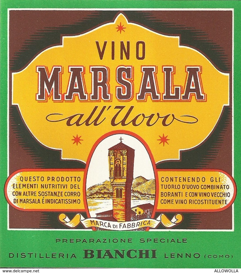 6347 " VINO MARSALA ALL'UOVO-DISTILLERIA BIANCHI-LENNO "  ETICHETTA ORIGINALE - Altri & Non Classificati