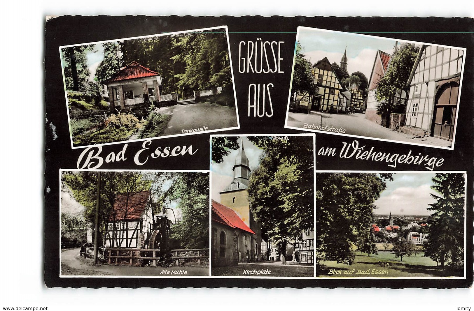 Allemagne Gruss Aus Bad Essen Wiehengebirge CPSM PF + Timbre Cachet 1959 Alte Muhle Kirchplatz Bahnhofstrasse - Bad Essen