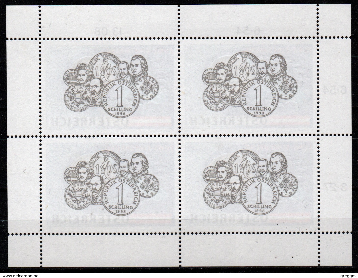 Austria 2002 Sheetlet Of Four Stamps Issued To Celebrate The Euro Currency. - Blocks & Sheetlets & Panes