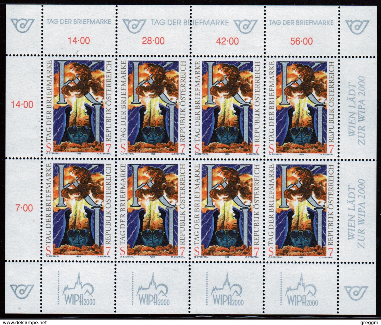 Austria 1999 Sheetlet Of Eight Stamps Issued To Celebrate Stamp Day. - Blocks & Sheetlets & Panes