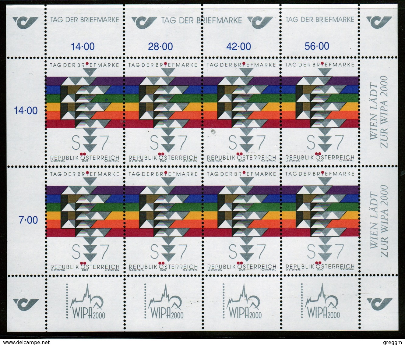 Austria 2000 Sheetlet Of Eight Stamps Issued To Celebrate Stamp Day. - Blocks & Sheetlets & Panes