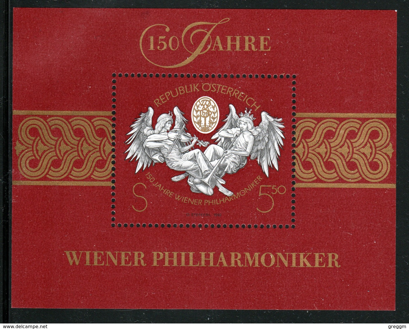 Austria 1992 Mini Sheet Issued To Celebrate 150th Anniversary Of The Vienna Philharmonic Orchestra. - Blocks & Sheetlets & Panes