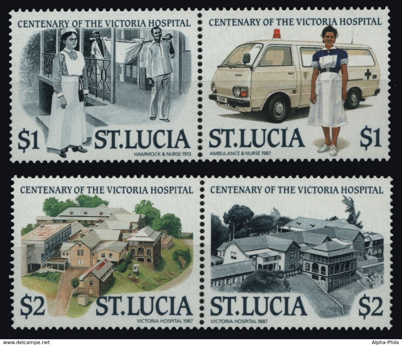 St. Lucia 1987 - Mi-Nr. 899-902 ** - MNH - Krankenhaus / Hospital (I) - St.Lucia (1979-...)