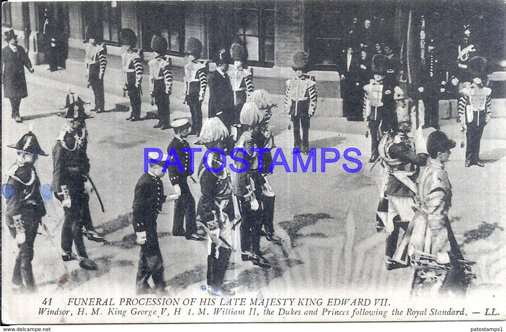 127697 ROYALTY COSTUMES FUNERAL PROCESSION OF HIS LATE MAJESTY KING EDWARD VII  POSTAL POSTCARD - Familles Royales