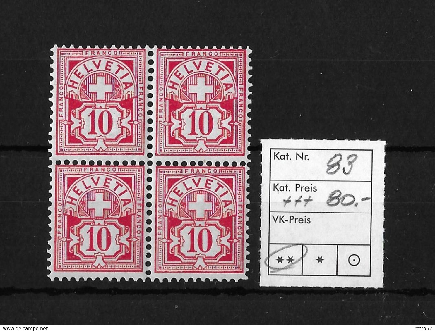 1906  ZIFFERMUSTER → SBK-83** Im Viererblock, Faserpapier Mit Wasserzeichen - Unused Stamps