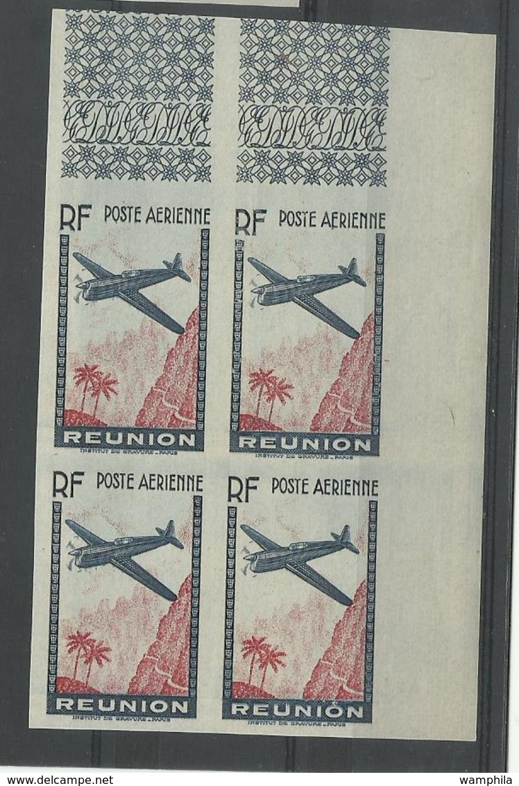 Réunion Variété PA 2 ** Non Dentélé Sans La Valeur, En Bloc De 4  Cote YT 780€ - Airmail