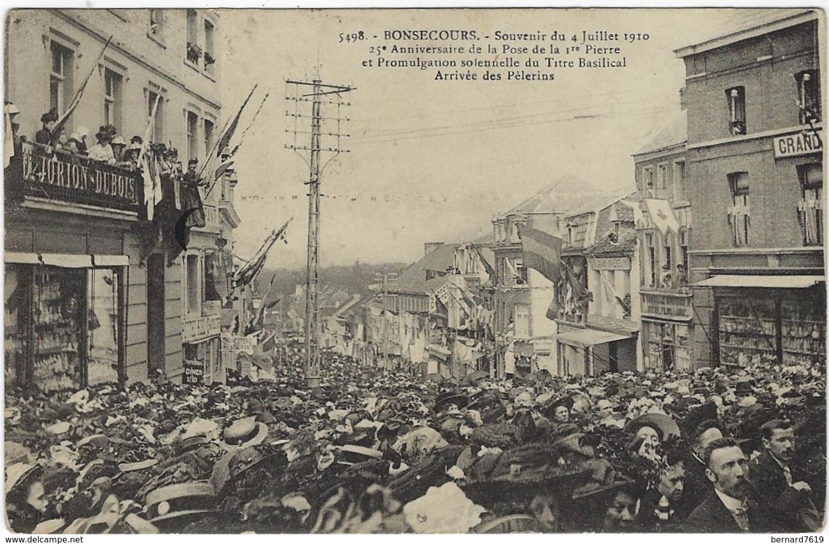 Belgique   Bonsecours Sovenir Du 04 Juillet 1910     Et 25 E Annee  De La Pose De La 1 E Pierre   Arrivee Des Pelerins - Autres & Non Classés