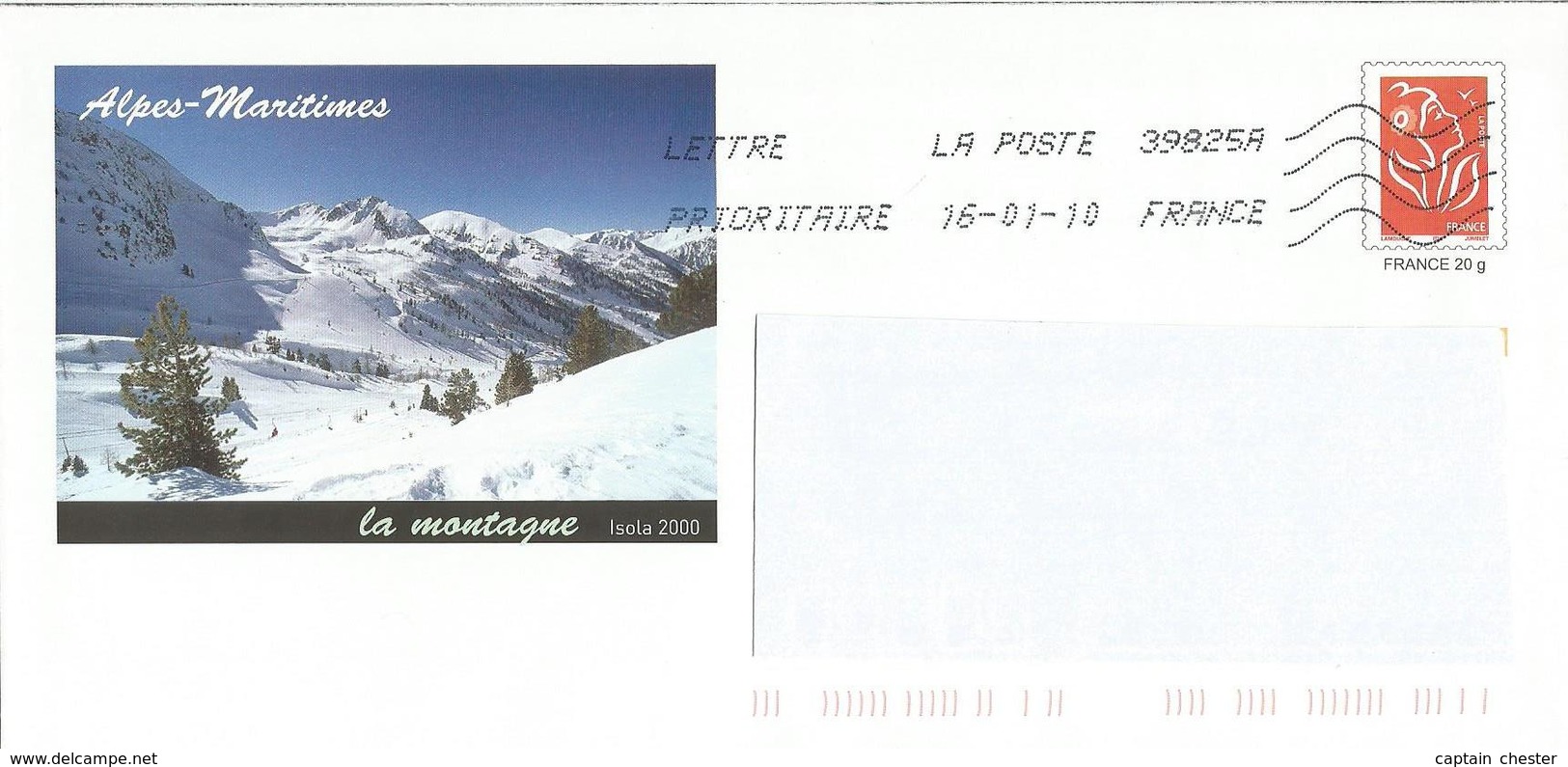 Prêt à Poster PAP " ALPES MARITIMES - ISOLA 2000 La Montagne " Oblitéré 2010 (Rep. TP Lamouche) - Prêts-à-poster: Repiquages /Lamouche