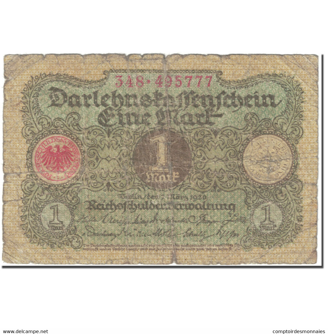 Billet, Allemagne, 1 Mark, 1920, 1920-03-01, KM:58, B - 1 Mark