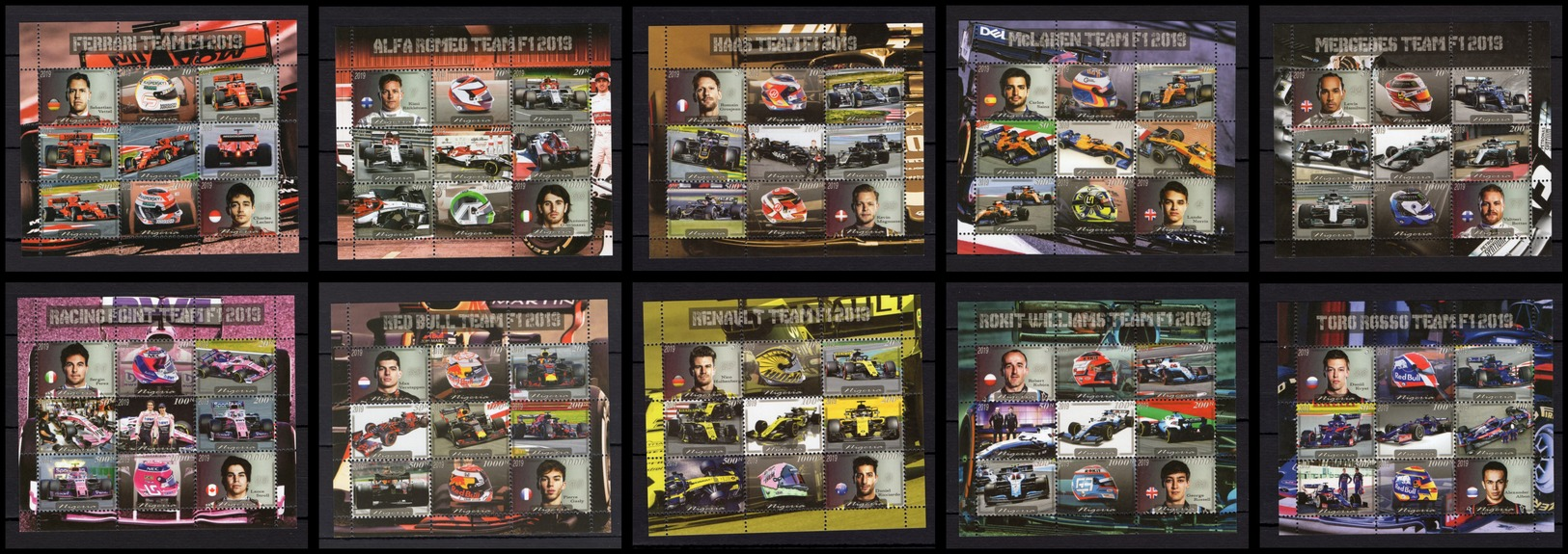 Series 10 MNH Blocks - Formula 1 - Toro Rosso Team - Cogwheel - 2019 - Automobili