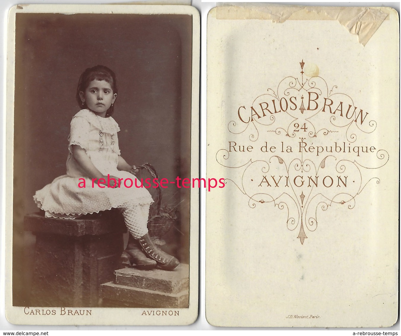 CDV  Jolie Fillette- Photo Carlos Braun à Avignon - Anciennes (Av. 1900)