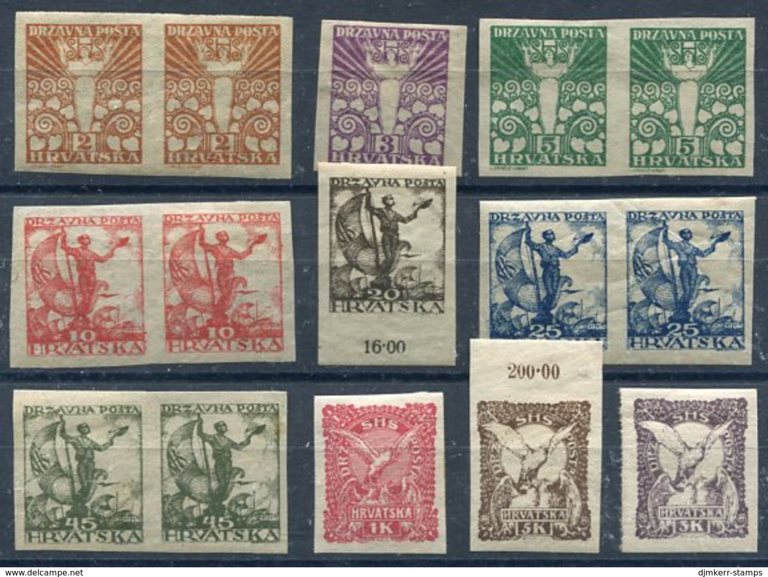 YUGOSLAVIA 1919 Croatia Definitive Set Imperforate LHM / *. - Nuevos