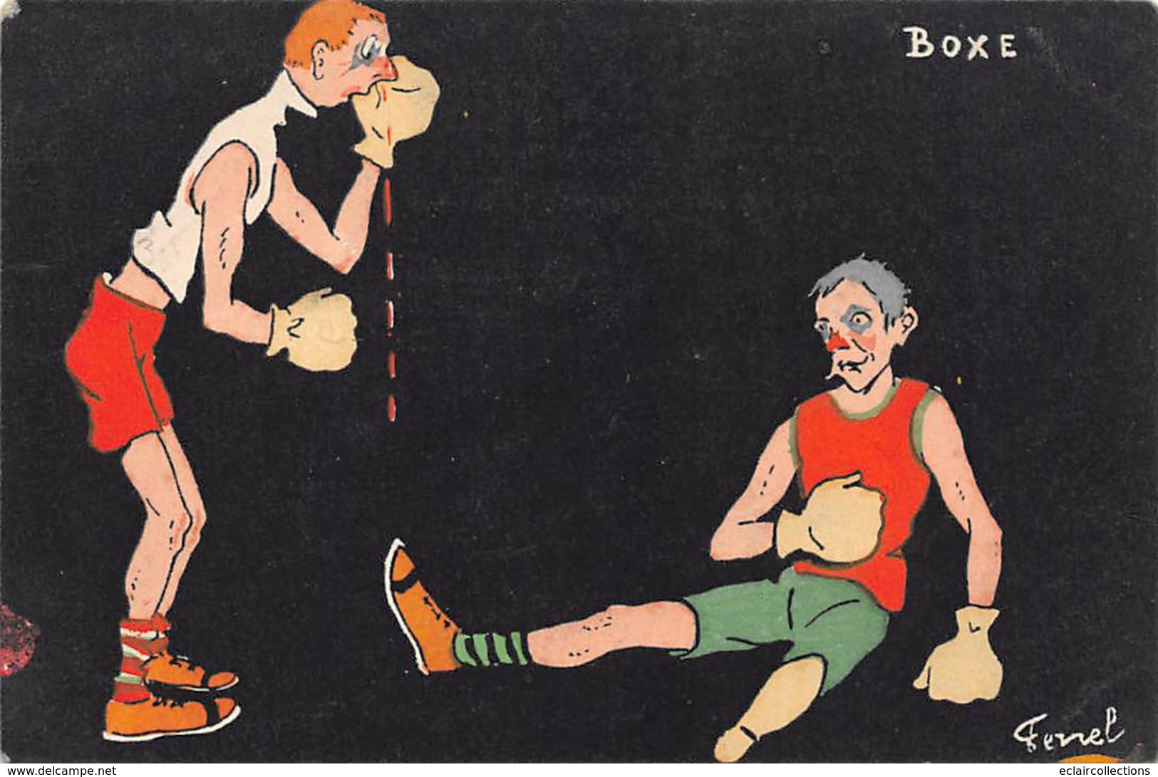 Thème: Sport  Boxe   Carte Dessinée Par Fernel      (voir Scan) - Boxing