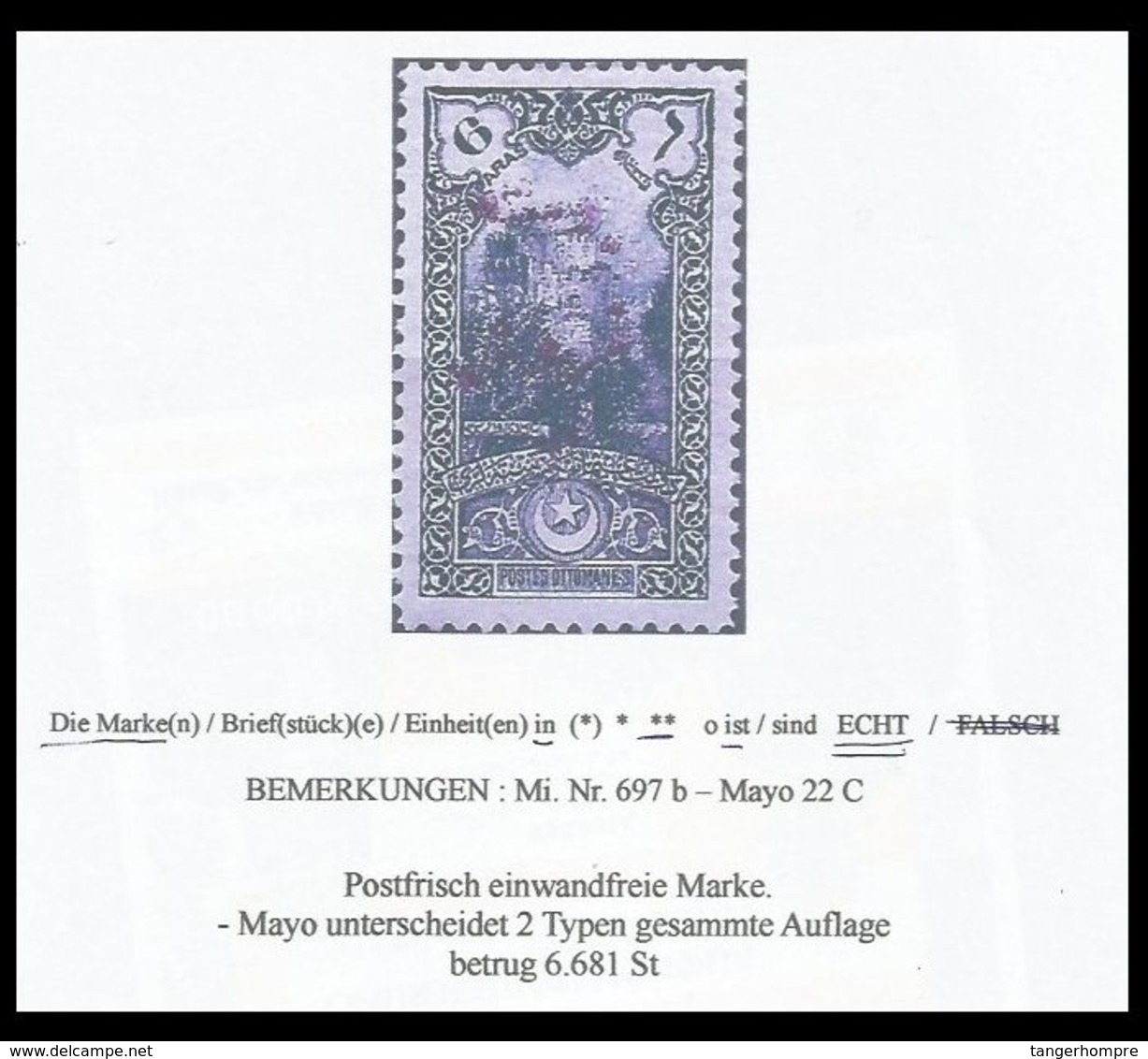 TURKEY ,EARLY OTTOMAN SPECIALIZED FOR SPECIALIST, SEE...Mi. Nr. 697 B - Mayo 22 C - 1920-21 Anatolie