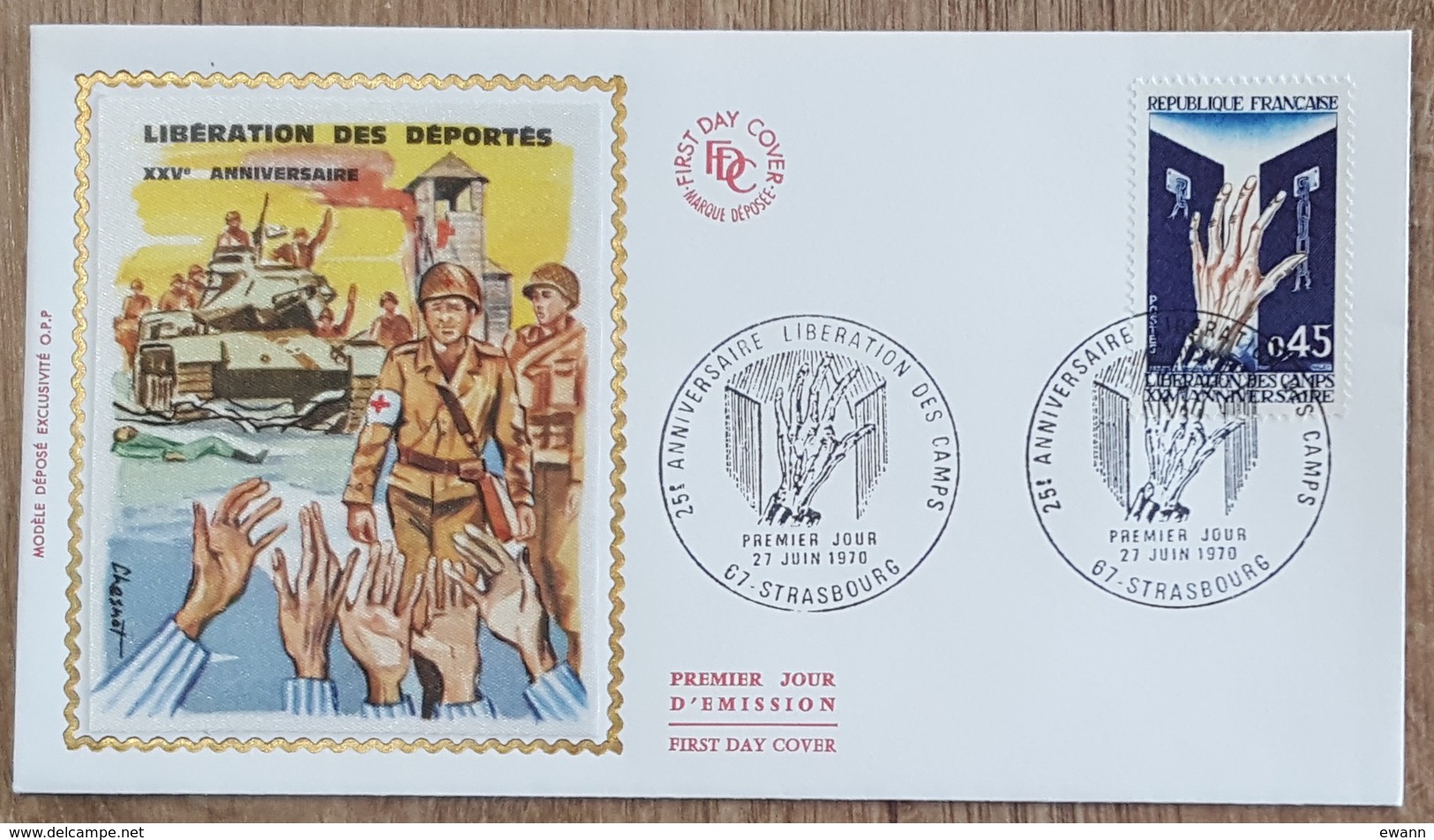 FDC 1970 - YT N°1648 - 25e ANNIVERSAIRE DE LA LIBERATION DES CAMPS - STRASBOURG - 1970-1979