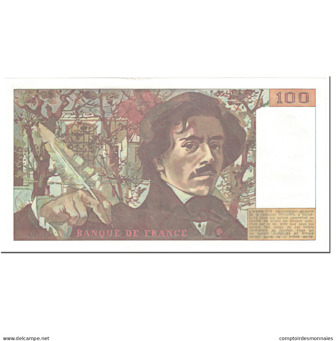 France, 100 Francs, Delacroix, 1981, Undated (1981), NEUF, Fayette:69.5, KM:154b - 100 F 1978-1995 ''Delacroix''