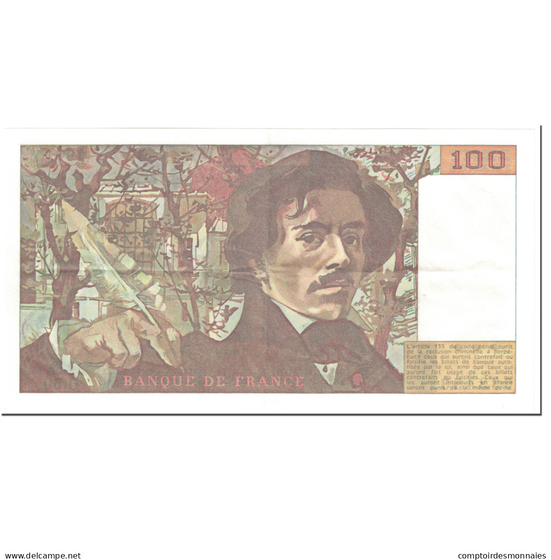 France, 100 Francs, Delacroix, 1981, Undated (1981), TTB+, Fayette:69.5, KM:154b - 100 F 1978-1995 ''Delacroix''