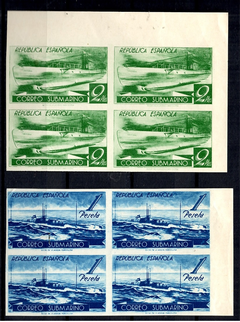 Espagne YT N° 624 Et N° 625C (non émis) En Blocs De 4 Non Dentelés Neufs ** MNH. TB. A Saisir! - Neufs