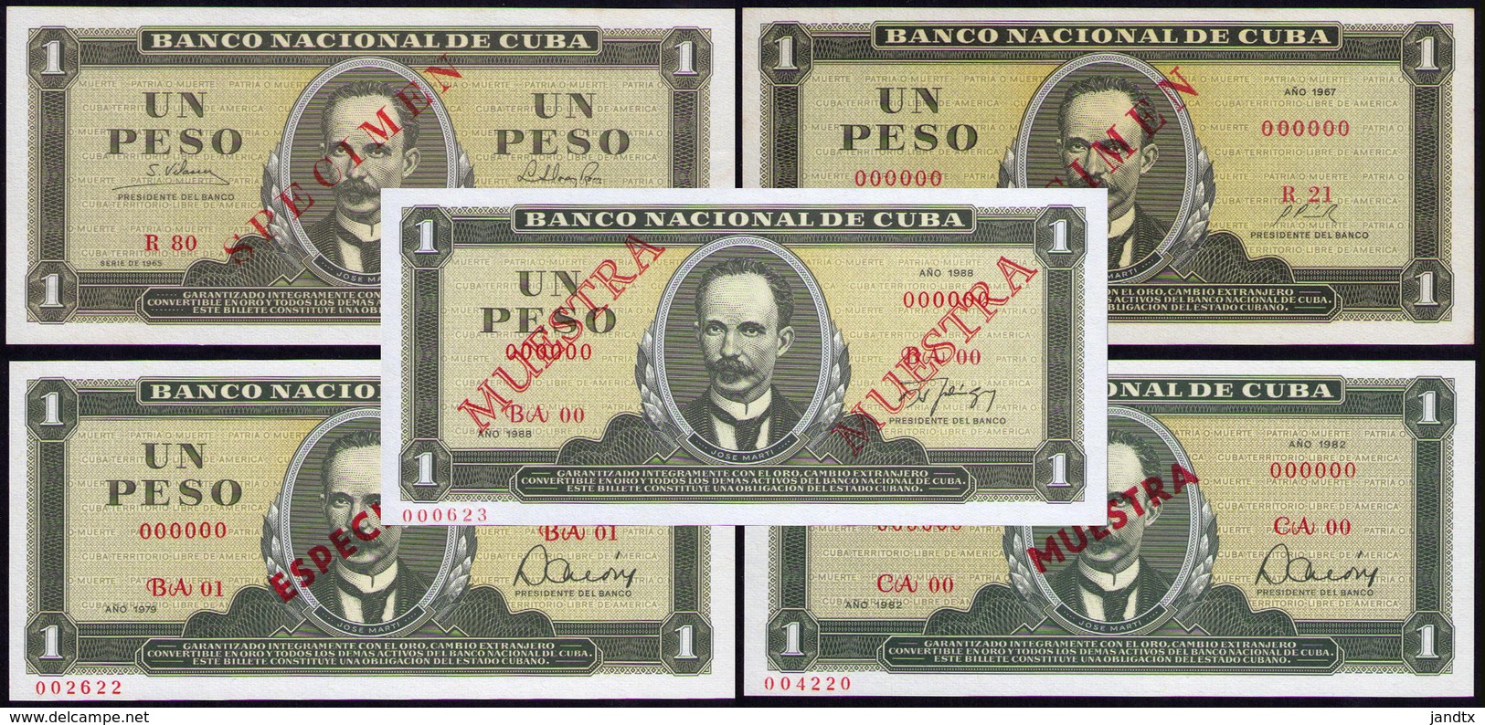 CUBA 1 PESO TODOS LOS TIPOS DE SPECIMEN - Cuba